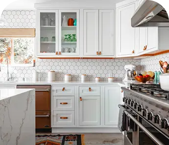 White kitchen with island